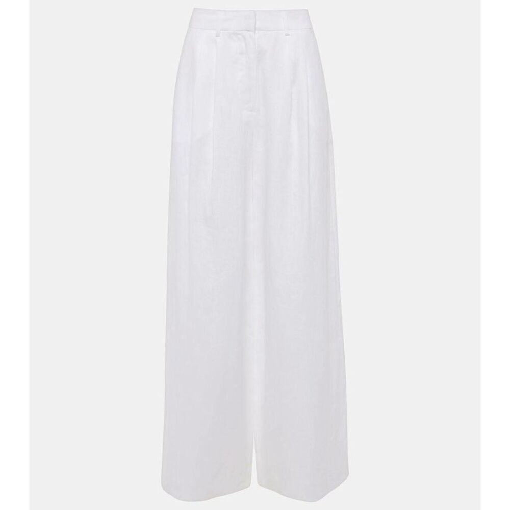 Staud Women's White Luisa Pleated Cotton Wide-Leg Trousers Pants Size 10 Nwot